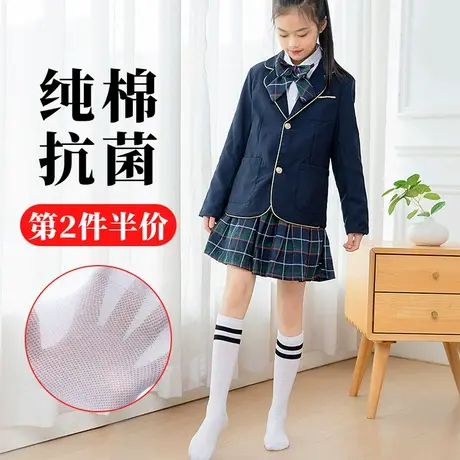 儿童长筒袜夏季薄款纯棉白色jk中筒小腿校服袜子女童学生半截高桶商品大图