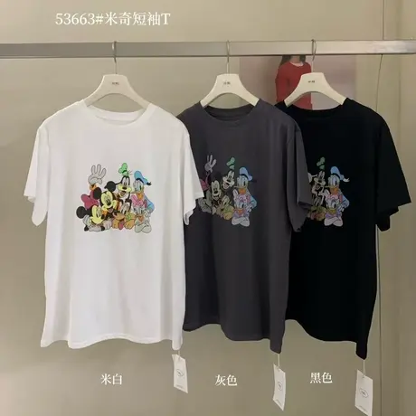 2025夏季新款洋气减龄卡通印花圆领宽松百搭字母短袖T恤上衣女潮图片