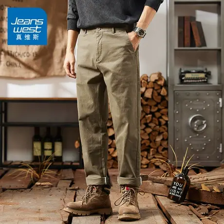 KZ真维斯卡其色纯棉休闲裤男士潮牌西裤西装男裤子春秋季2025新款图片