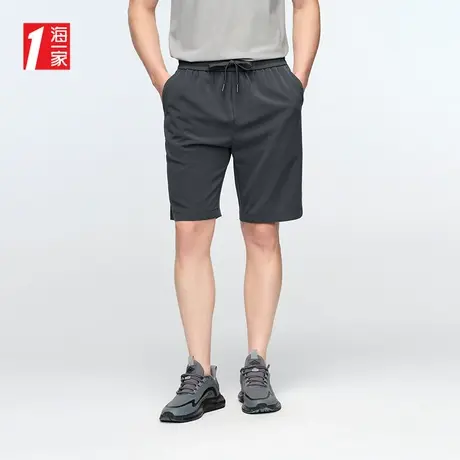 海一家简约抽绳五分裤2025夏季新款基础条纹青年男士休闲中裤图片