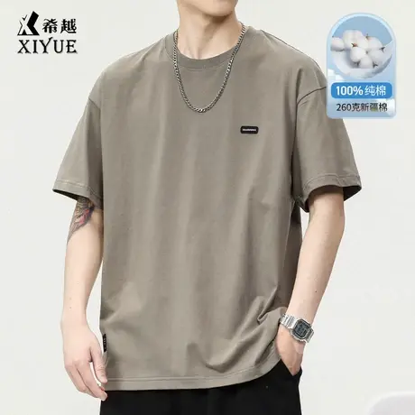 重磅纯棉t恤男士短袖夏季新款美式潮牌宽松大码半袖体恤男装衣服商品大图