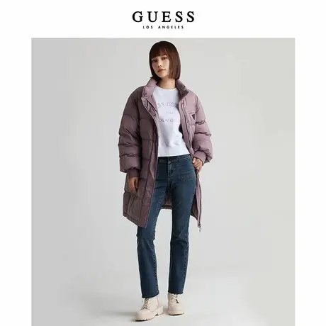 GUESS女时尚倒三角LOGO保暖中长款羽绒服Q1BN14W55R9商品大图