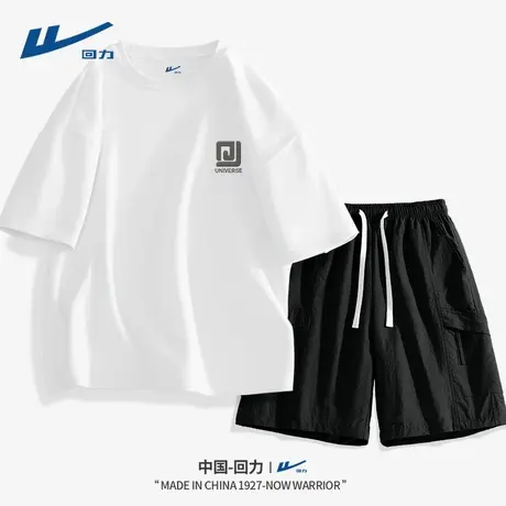 回力男士套装夏2025新款短袖工装短裤搭配男生宽松大码衣服男款D图片
