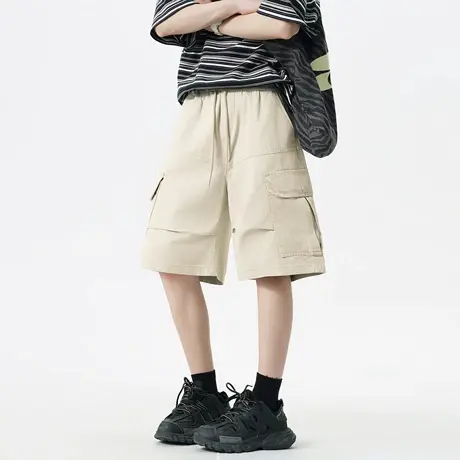 Nuthink潮牌工装短裤纯棉休闲五分裤水洗松紧男女2025夏季新款图片