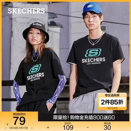 Skechers斯凯奇夏季针织短袖圆领T恤男女同款上衣户外运动休闲图片