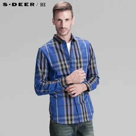 【新品】sdeerhe圣迪奥专柜正品男春学院简约格纹长袖衬衫3370507图片
