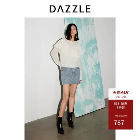 DAZZLE地素奥莱 毛衣春秋女装羊毛混纺花边针织上衣图片