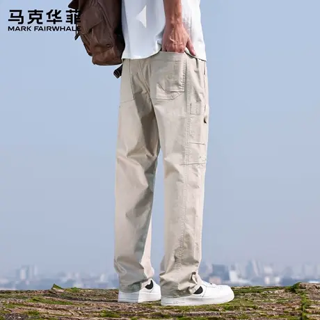 马克华菲夏季休闲裤男2025新款宽松直筒阔腿裤宽松美式工装裤子X商品大图