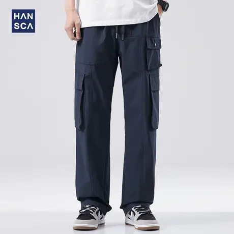 hansca美式工装裤男春季新款潮牌宽松直筒长裤痞帅青少年休闲裤子商品大图