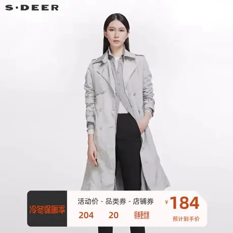 sdeer圣迪奥长款风衣外套女装翻领长款带腰带包括薄风衣S20181703🔴商品大图