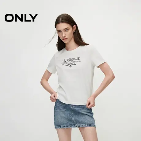 ONLY奥莱夏季时尚潮流字母印花纯棉短袖正肩T恤女商品大图