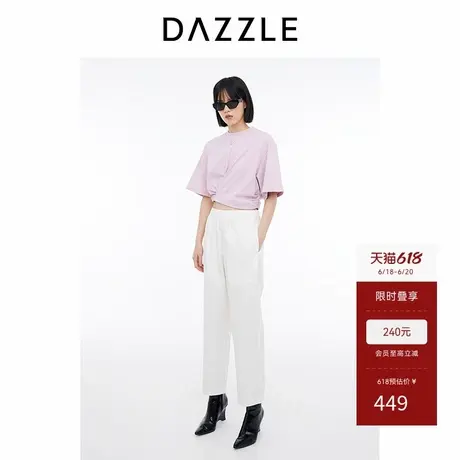 DAZZLE地素奥莱 T恤春夏女装立裁褶饰上衣图片
