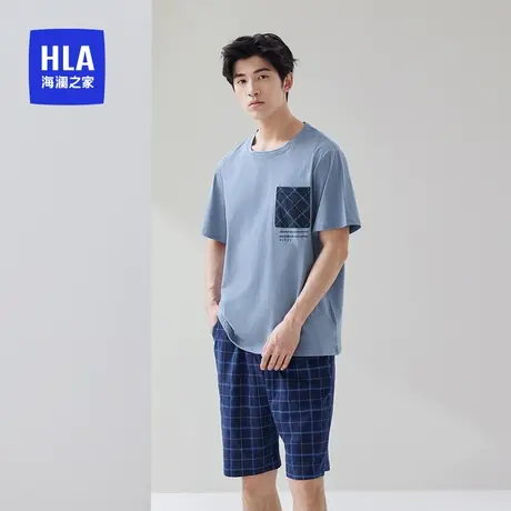 HLA/海澜之家男士家居服透气简约柔软舒适纯棉短袖短裤套装可外穿商品大图