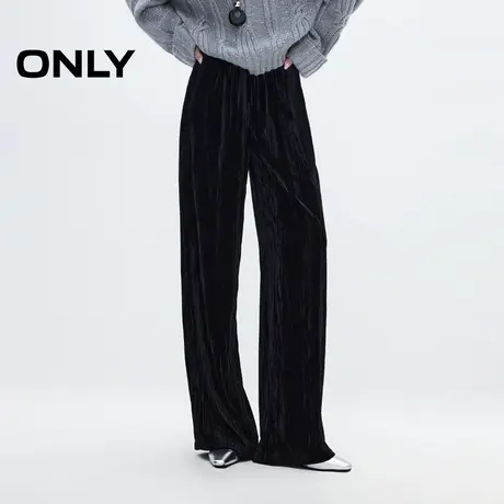 ONLY奥莱春季宽松丝绒松紧腰高腰休闲裤女商品大图