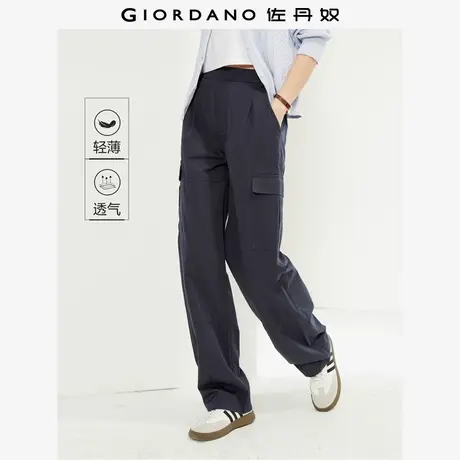 佐丹奴裤子女装纯棉工装口袋半松紧腰梭织薄长裤 13415324商品大图