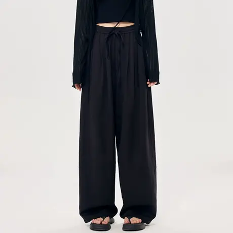 尔给美式裤子薄款显瘦高腰宽松直筒阔腿裤女2024新款夏款休闲长裤商品大图