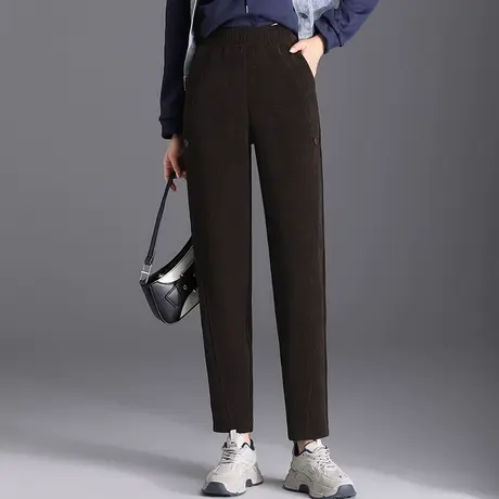 2023新款秋冬加绒哈伦裤女松紧高腰显瘦小脚裤时尚通勤百搭休闲裤商品大图