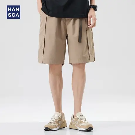hansca松紧腰工装短裤男夏季新款宽松机能风休闲直筒运动五分裤子商品大图