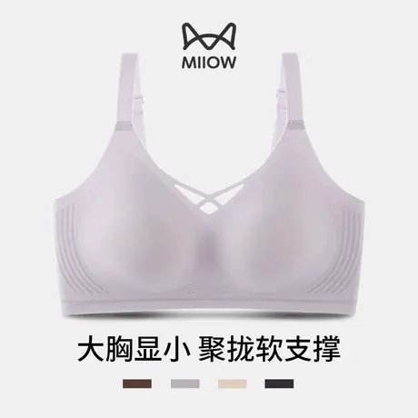 MiiOW/猫人大胸显小胸聚拢软支撑内衣女全罩杯无痕固定杯文胸春款商品大图