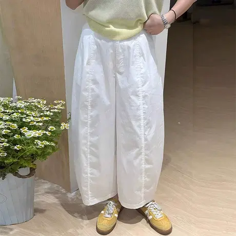 夏季薄款凉感高腰九分裤女新款显瘦百搭阔腿裤通勤气球裤休闲裤商品大图