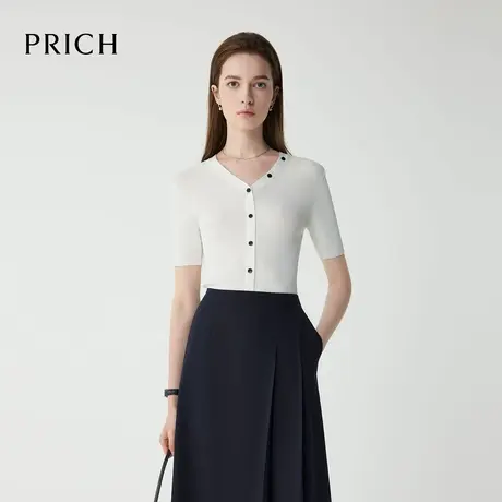 【超能小太阳】PRICH别致V领针织衫2025夏季新款坑条肌理修身女图片