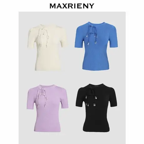 【奥莱】MAXRIENY针织上衣女春季甜辣新中国风盘扣式修身毛衫图片