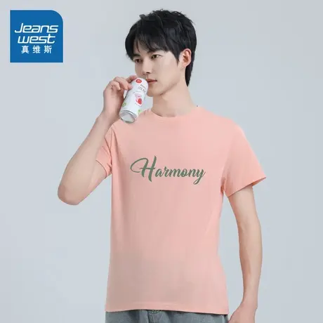 VO真维斯男装2025春季新款 时尚英文印花宽松通勤男款短袖T恤上衣图片