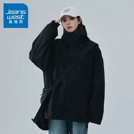 N5真维斯外套男2025秋季新款户外潮流宽松男士春秋装休闲连帽夹克商品大图