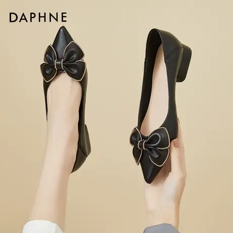 Daphne/达芙妮女鞋2022新款春夏尖头气质小单鞋小众名媛风小皮鞋商品大图