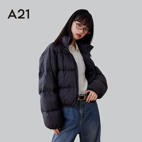 A21女装羽绒服秋冬新款立领宽松百搭慵懒风鸭绒保暖外套防风户外商品大图
