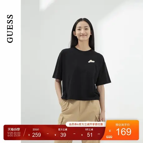 GUESS女士五角图案经典logo多巴胺短袖T恤-OO2K1479图片