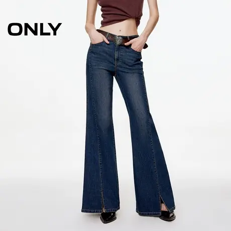 ONLY2025夏季新款重工水洗显高开衩裤线前移长裤喇叭裤牛仔裤女商品大图