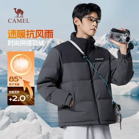 骆驼男装羽绒服男冬季2025新款立领情侣防寒短款保暖面包外套男商品大图