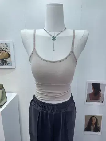 现货!韩国ins热辣性感修身带胸垫吊带小背心女外穿短款打底上衣夏图片