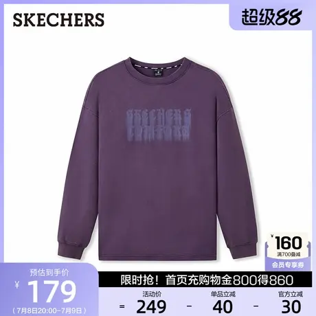 斯凯奇男装2025年新款男士宽松卫衣高级感圆领设计长袖T恤衫印花商品大图