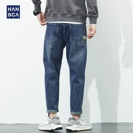 宽松直筒牛仔裤男士春秋季款潮牌弹力夏季薄款休闲长裤子男工装裤图片