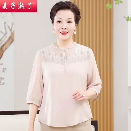 2024春季新款妈妈装衬衫T恤上衣服气质中老年人女奶奶装夏上衣服图片