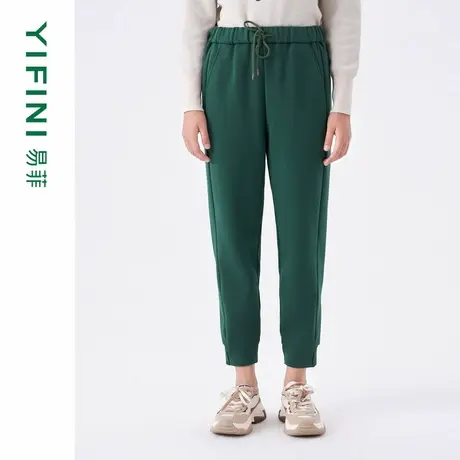[专柜同款]Yifini/易菲休闲通勤保暖慢跑裤九分裤小脚裤女冬新商品大图