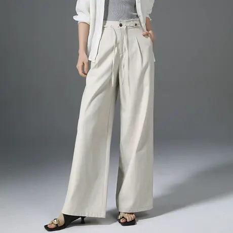 休闲阔腿裤女2025新款春夏拖地长裤垂感藏肉冰丝裤子女高腰直筒裤商品大图