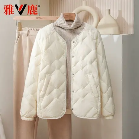 雅鹿2024新款轻薄羽绒服女内胆外穿冬季圆领百搭时尚潮流女士外套图片