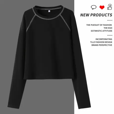 KWV真维斯长袖t恤2025新款春秋季美式内搭打底衫设计感短款女士图片