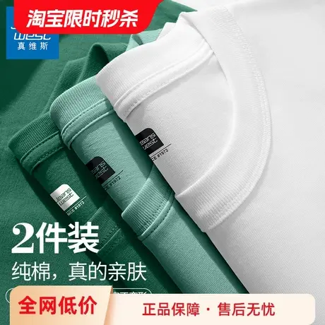 GV真维斯绿色纯棉男士t恤短袖男夏季宽松休闲大码半袖体恤男款B图片