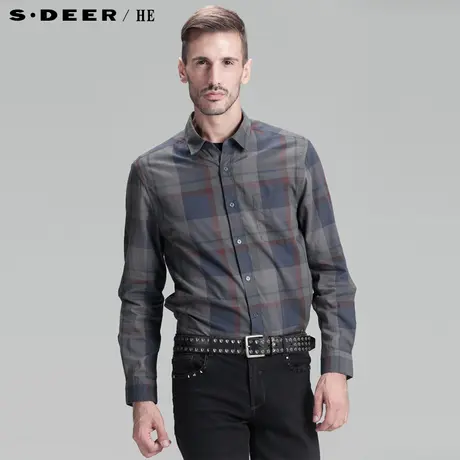 【上新】sdeerhe圣迪奥专柜正品男春纯棉格纹长袖衬衫3370510图片