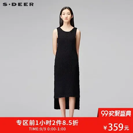 sdeer圣迪奥2019冬时尚粗针钩织连衣裙围巾针织衫两件套S17483562图片
