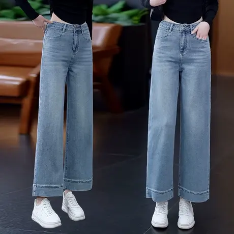 复古窄版软牛仔直筒裤女2025春夏新款流行九分裤子百搭显瘦阔腿裤商品大图