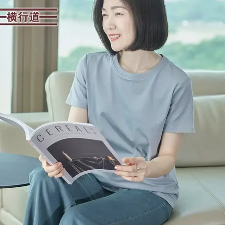 圆领短袖T恤休闲简约百搭打底衫通勤半袖2025夏装新款体恤上衣女图片