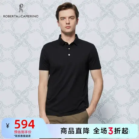 ROBERTA诺贝达2023秋季新款男装短袖Polo衫商务透气翻领T恤图片