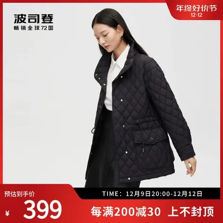 波司登秋冬女士时尚轻暖羽绒服立领设计抽绳收腰纯色简约气质百搭图片