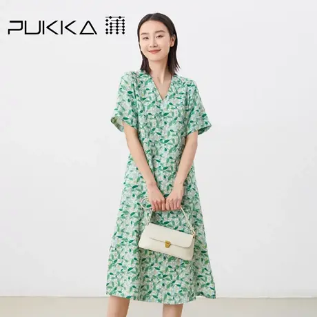 蒲PUKKA 原创设计夏季新定制斜纹加厚苎麻优雅法式茶歇连衣裙商品大图