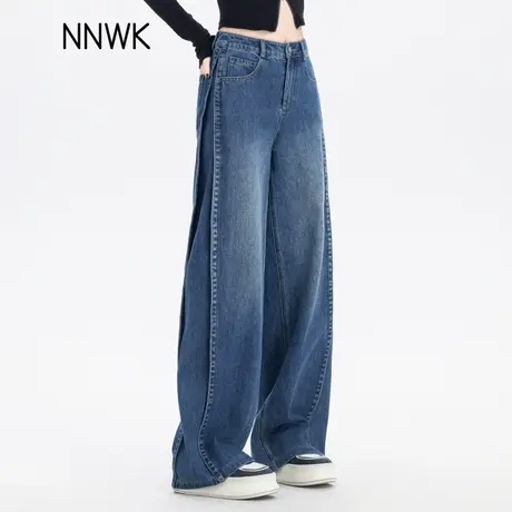 美式街头复古阔腿牛仔裤女2025春季新款时尚宽松慵懒风休闲直筒裤商品大图